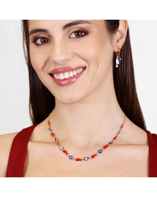 Collar peces y ojos esmalte y acero Anartxy