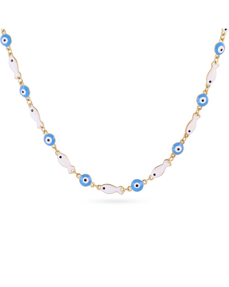 Collar peces y ojos esmalte y acero Anartxy