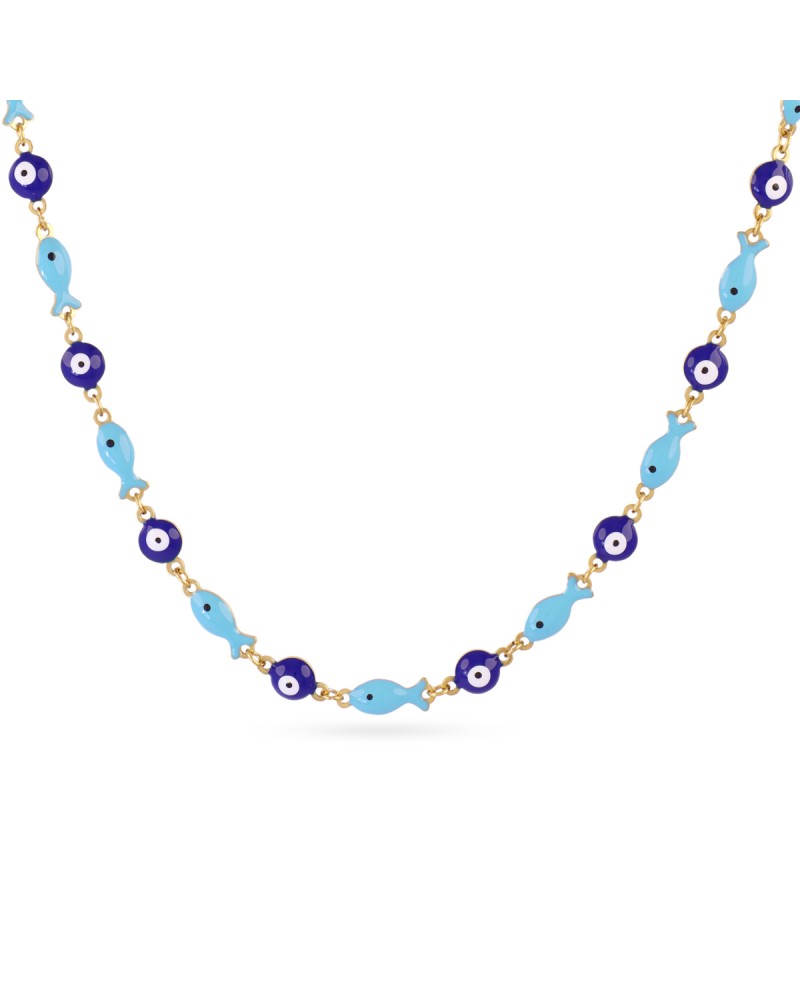 Collar peces y ojos esmalte y acero Anartxy