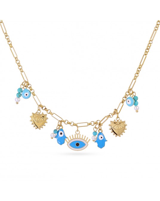 Collar charms amuletos acero Anartxty