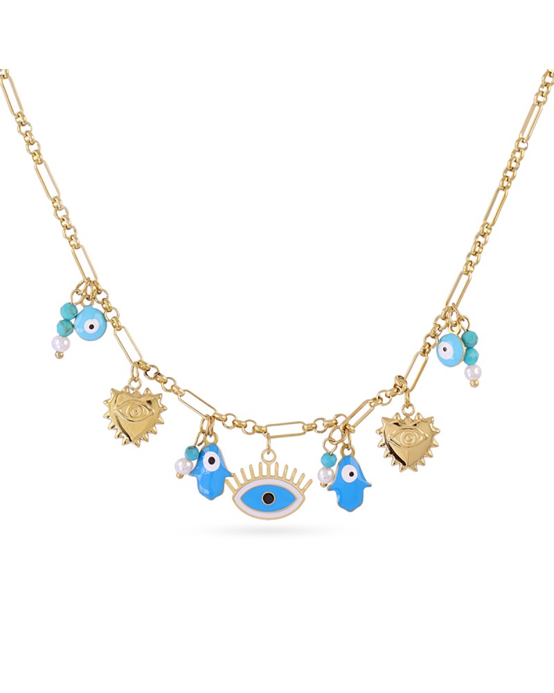 Collar charms amuletos acero Anartxty