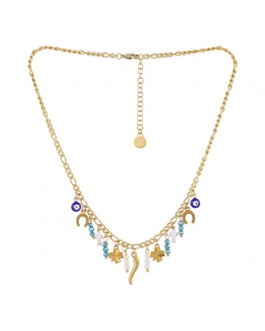 Collar charms amuletos acero Anartxty