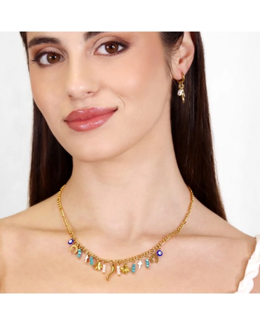 Collar charms amuletos acero Anartxty