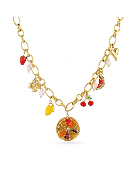 Collar charms amuletos acero Anartxty