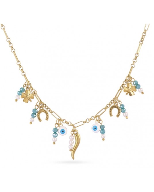 Collar charms amuletos acero Anartxty