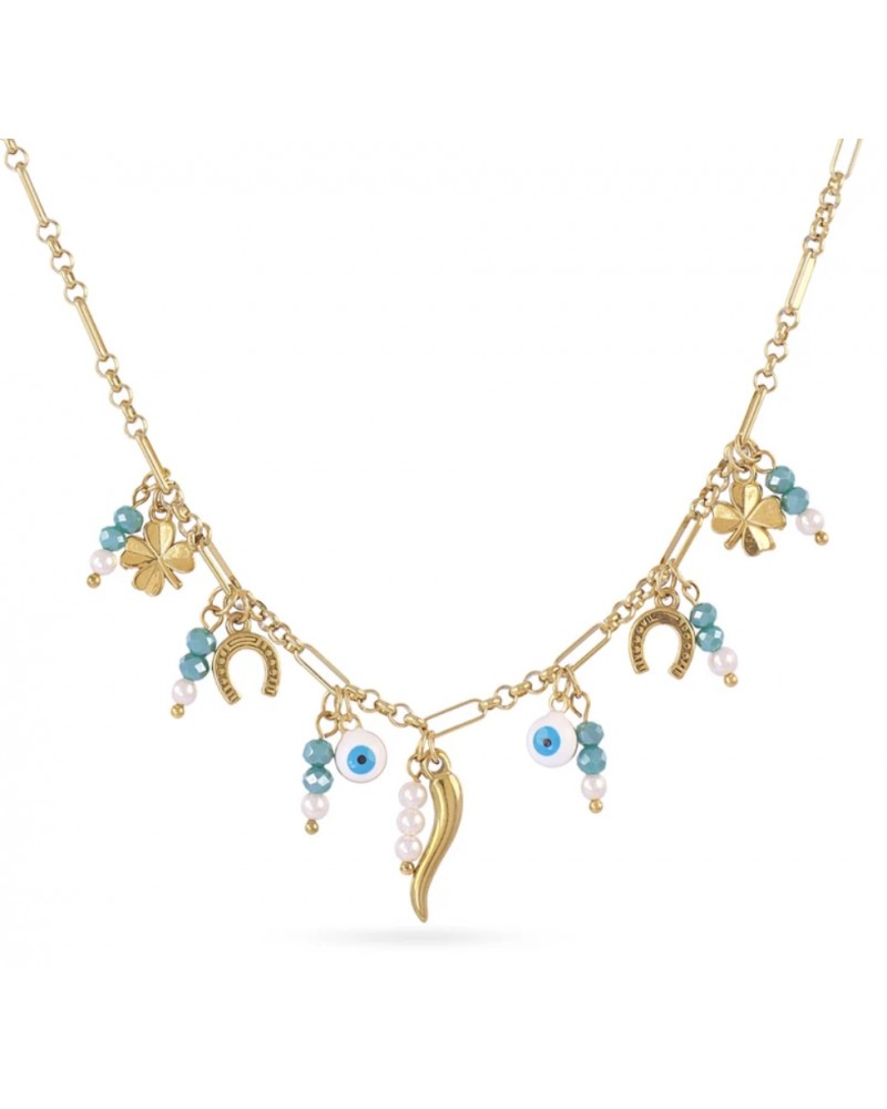 Collar charms amuletos acero Anartxty