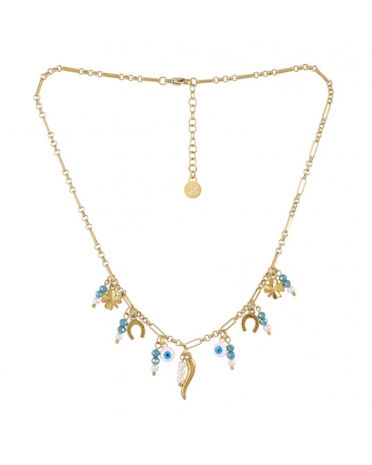 Collar charms amuletos acero Anartxty