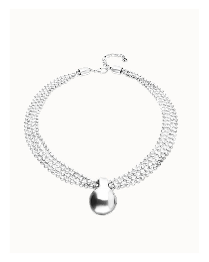 Collar corto con bola bañado en plata UNOde50