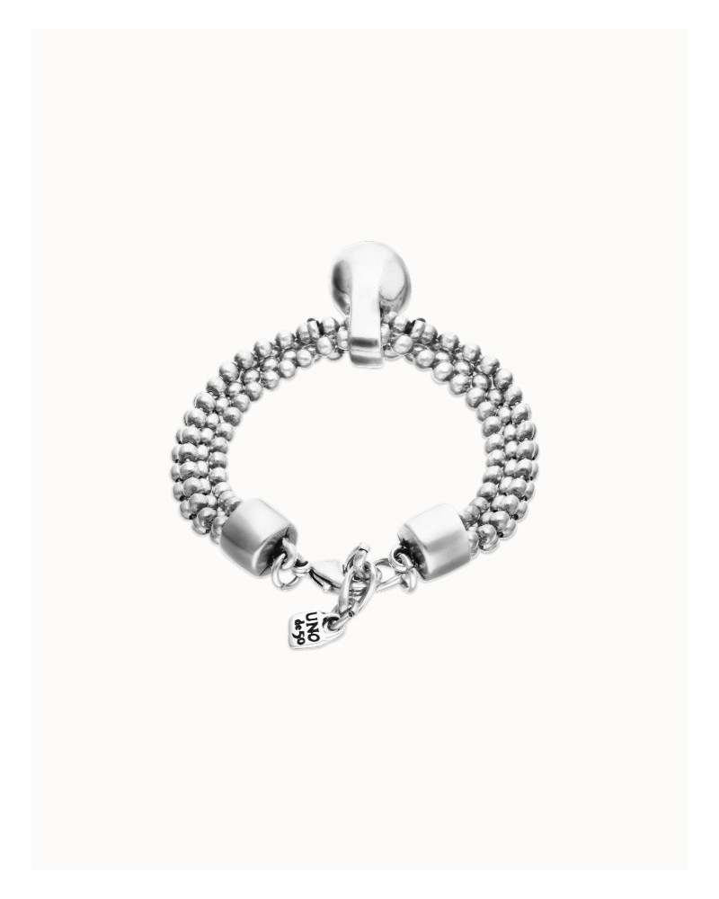 Pulsera con hilos plateados y esfera grande UNOde50