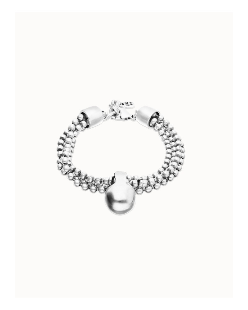 Pulsera con hilos plateados y esfera grande UNOde50