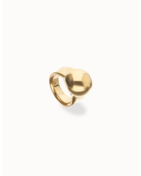 Anillo bola grande bañado en oro UNOde50