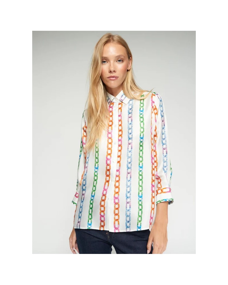 Camisa estampada cadenas seda Vilagallo