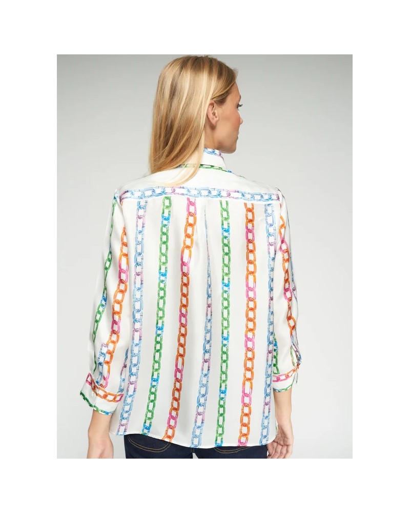 Camisa estampada cadenas seda Vilagallo