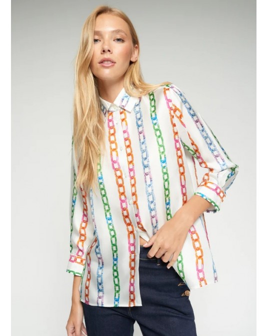 Camisa estampada cadenas seda Vilagallo