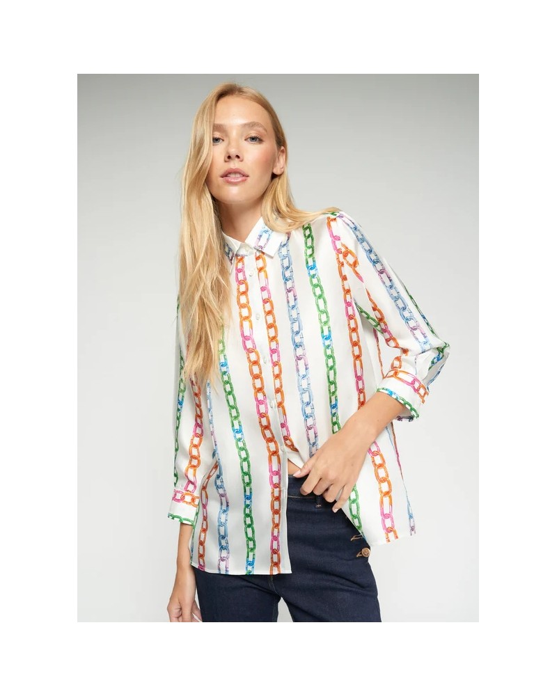 Camisa estampada cadenas seda Vilagallo