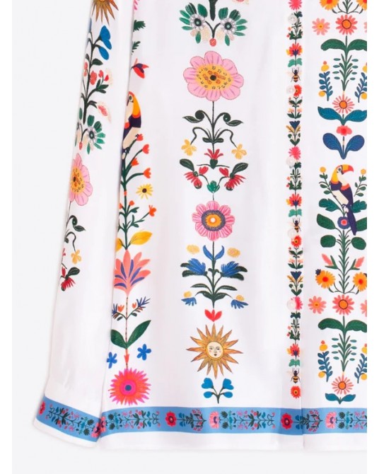 Camisa blanca flores verticales Vilagallo