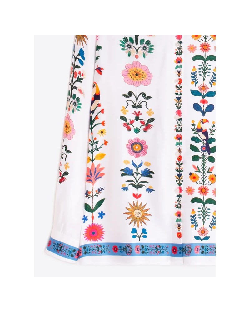 Camisa blanca flores verticales Vilagallo