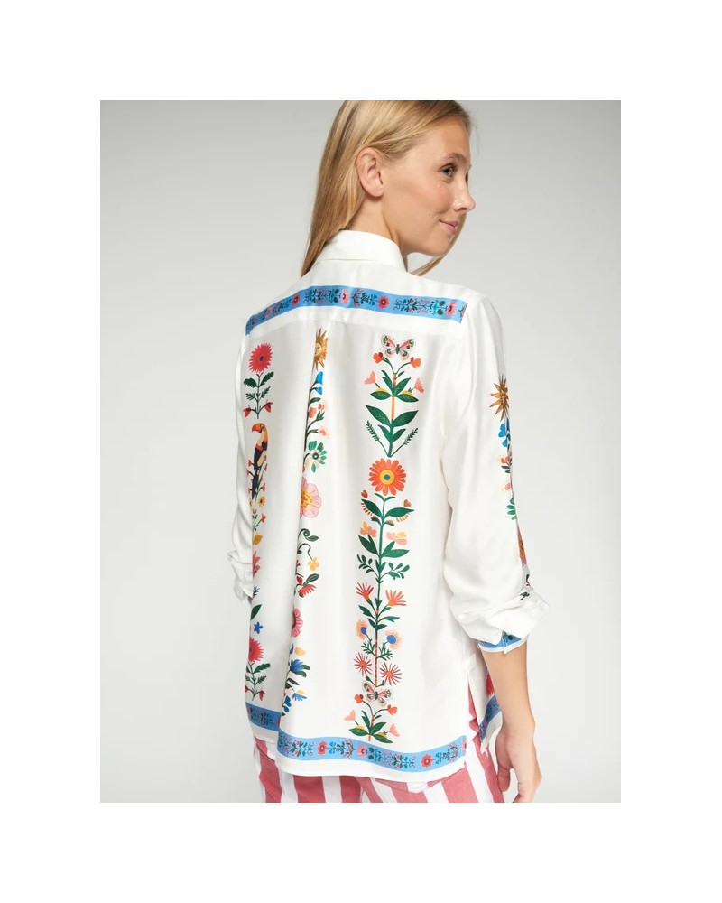 Camisa blanca flores verticales Vilagallo