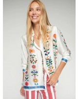 Camisa blanca flores verticales Vilagallo