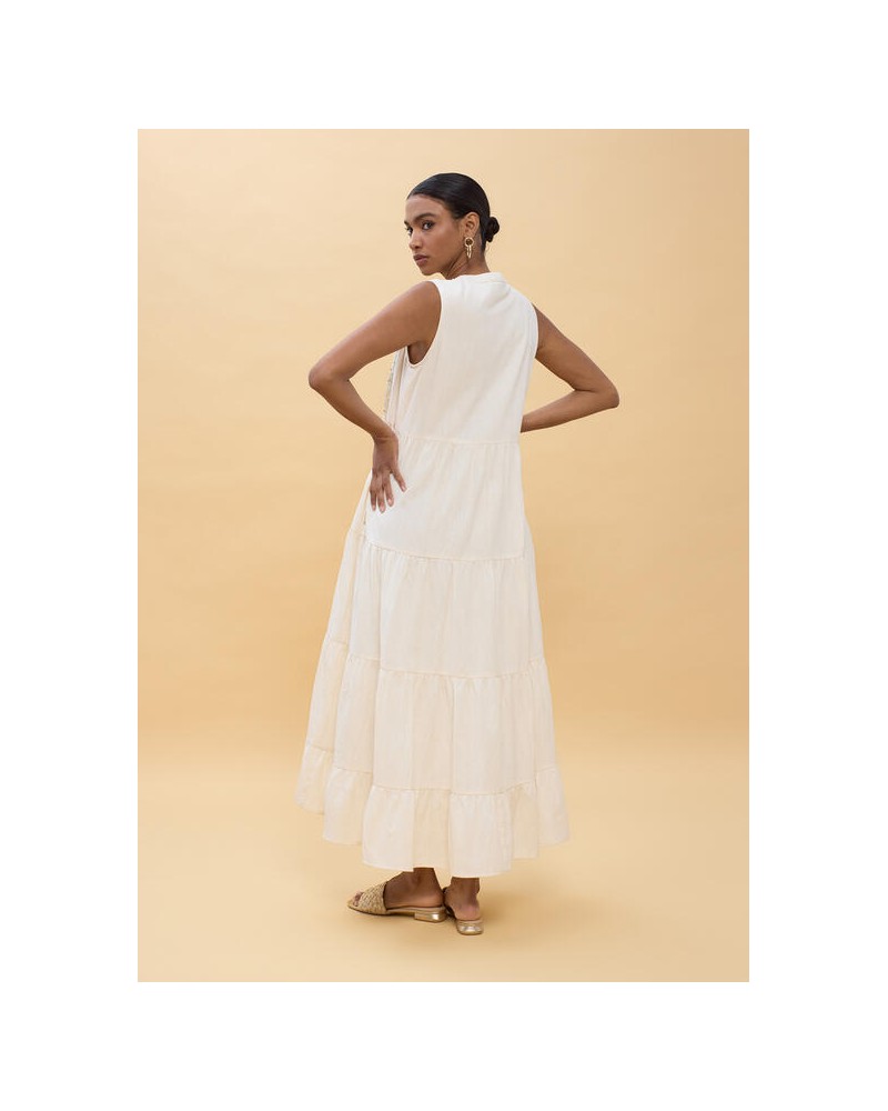 Vestido blanco bordado loros Lola Casademunt