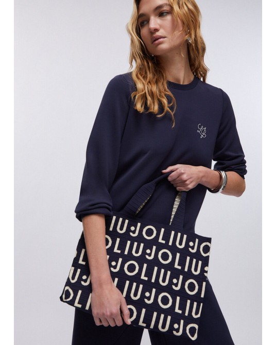 Bolso tote tejido logo Liujo