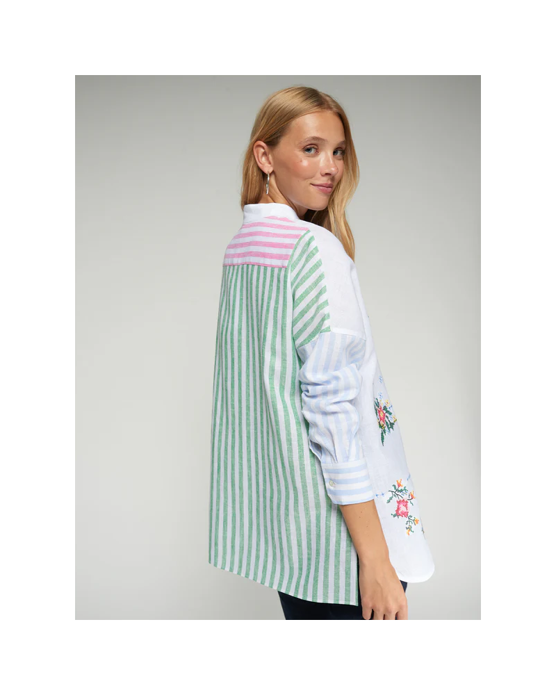 Camisa bordada cuello mao Vilagallo