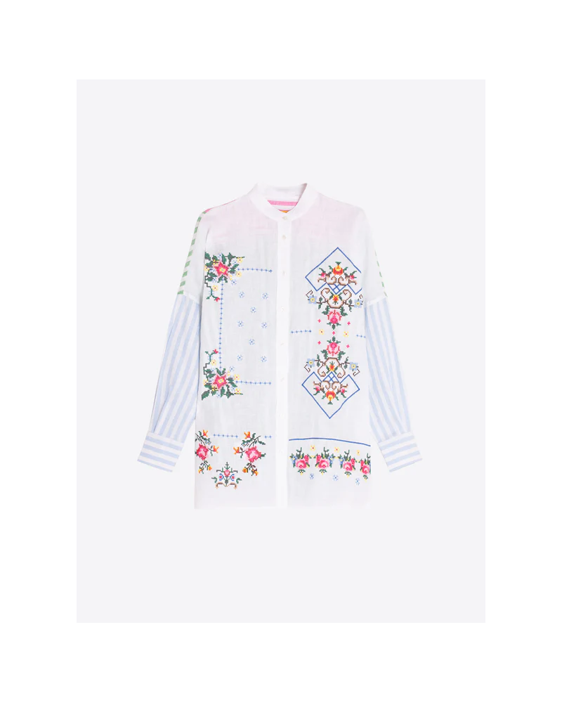 Camisa bordada cuello mao Vilagallo
