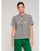 Camiseta rayas palmera bordada Vilagallo