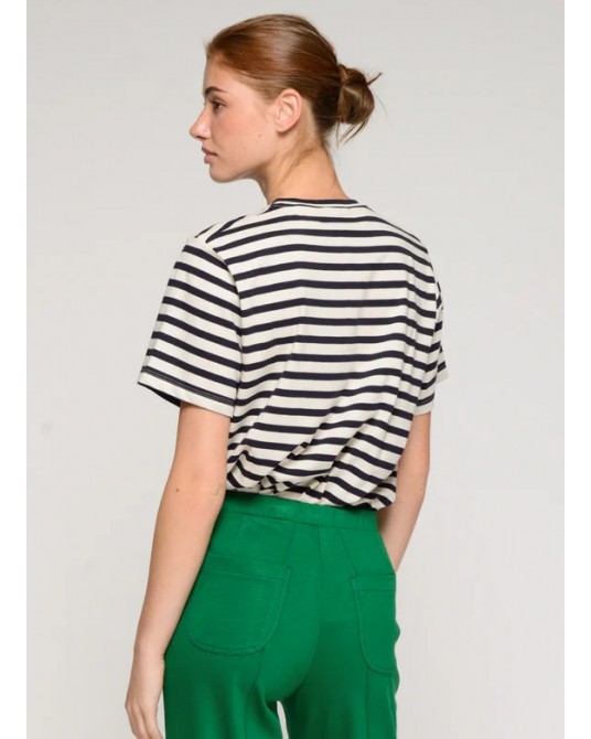 Camiseta rayas palmera bordada Vilagallo