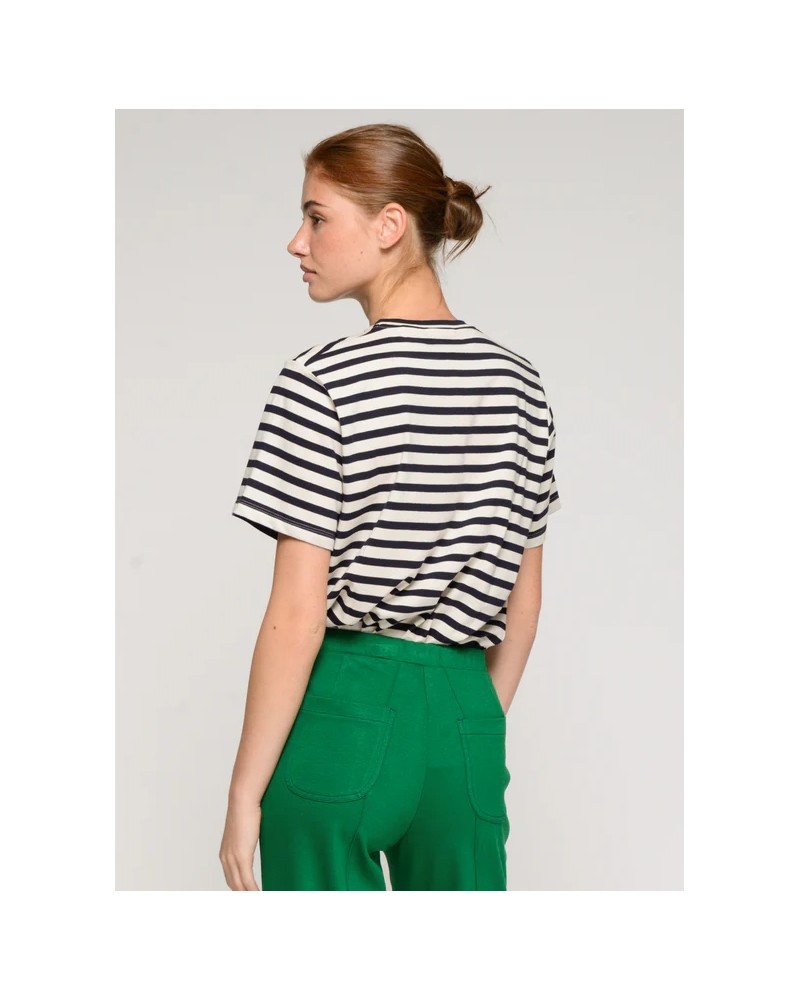 Camiseta rayas palmera bordada Vilagallo