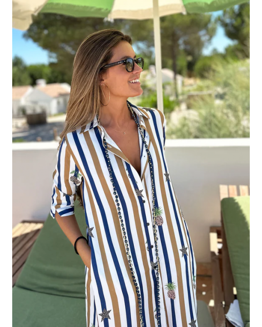 Vestido camisero rayas piña Vilagallo