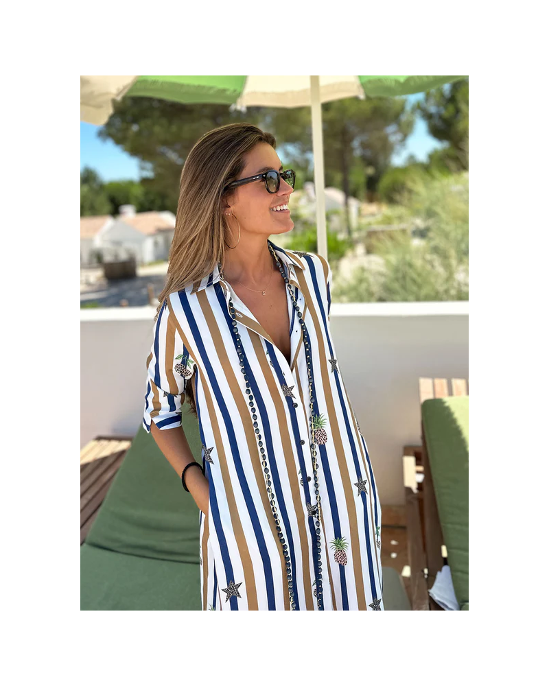 Vestido camisero rayas piña Vilagallo