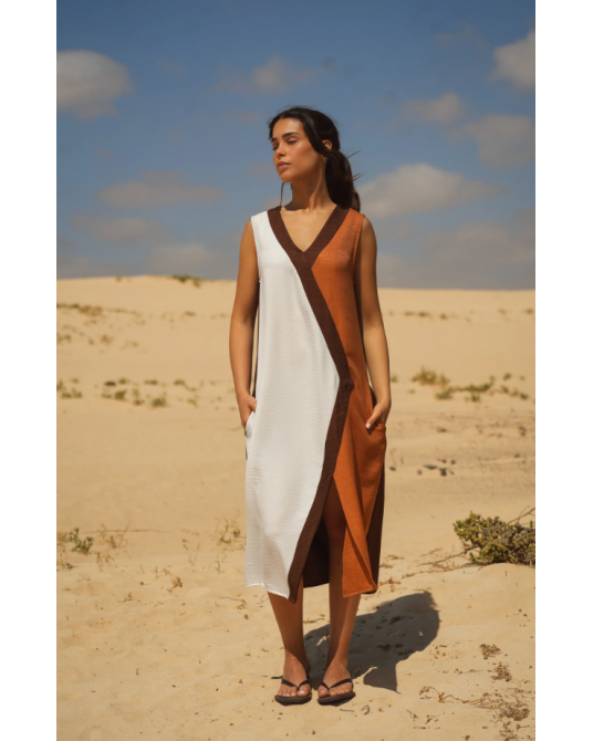 Vestido bicolor marròn Guimanos