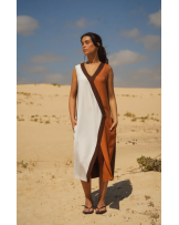 Vestido bicolor marròn Guimanos