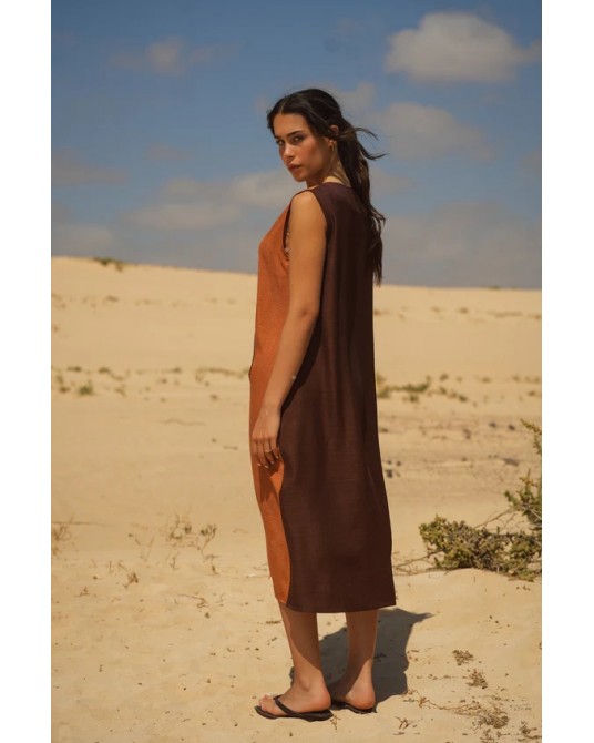 Vestido bicolor marròn Guimanos
