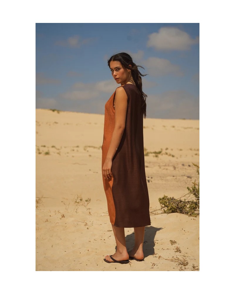Vestido bicolor marròn Guimanos