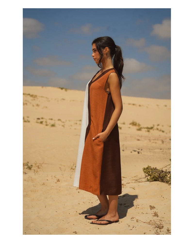 Vestido bicolor marròn Guimanos