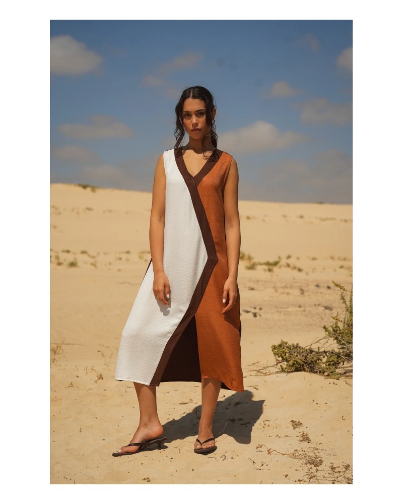 Vestido bicolor marròn Guimanos