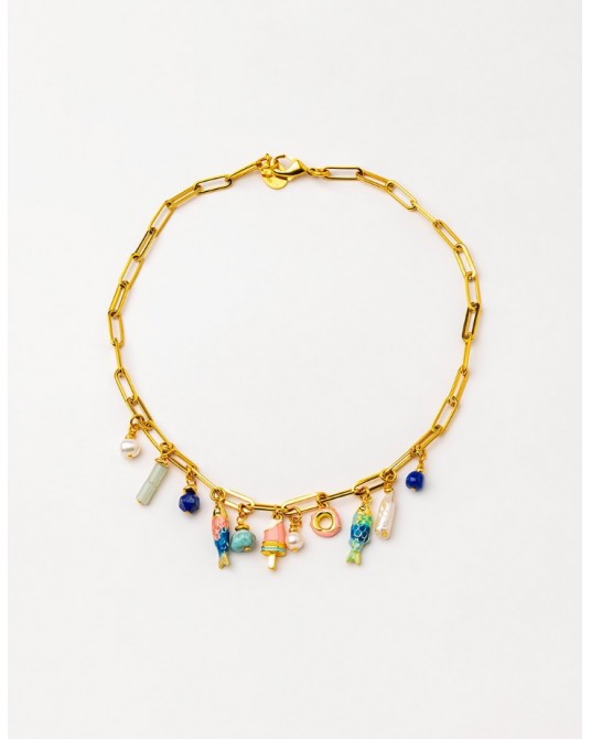 Collar corto cadena y gemas Velatti