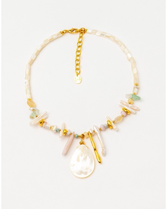 Collar corto cadena y gemas Velatti