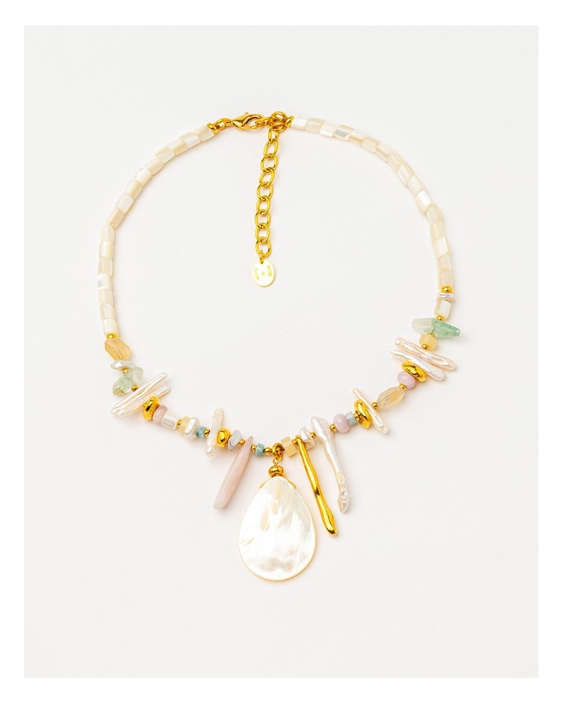 Collar corto cadena y gemas Velatti