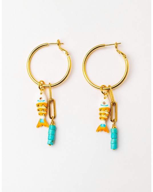 Pendientes pez y gemas Velatti