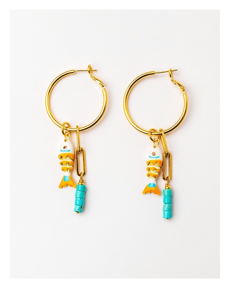 Pendientes pez y gemas Velatti