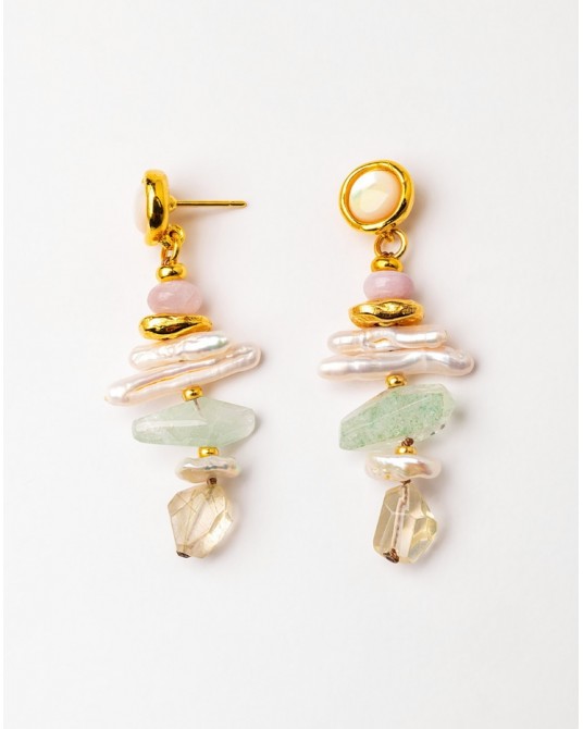 Pendientes gemas y perlas Velatti