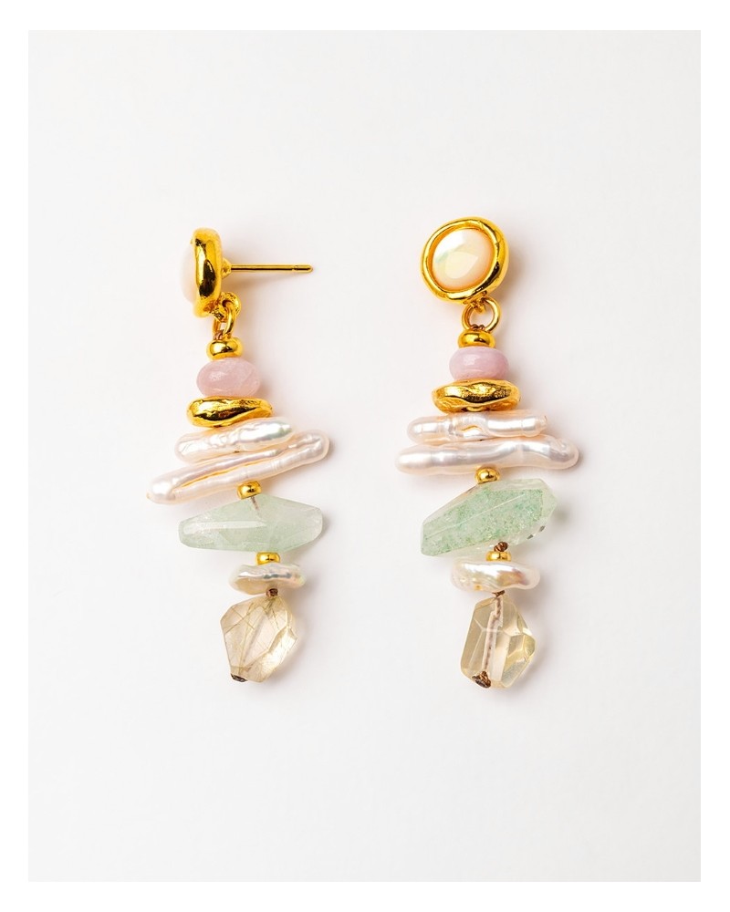 Pendientes gemas y perlas Velatti