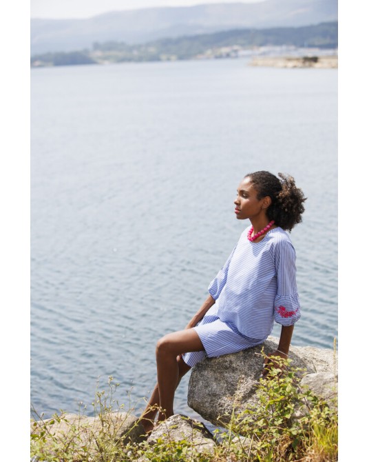 Blusa rayas con mangas bordadas In Perfecta