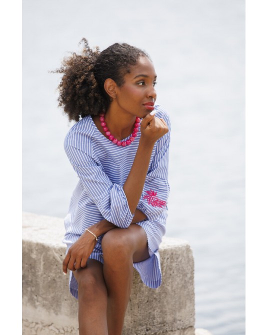 Blusa rayas con mangas bordadas In Perfecta