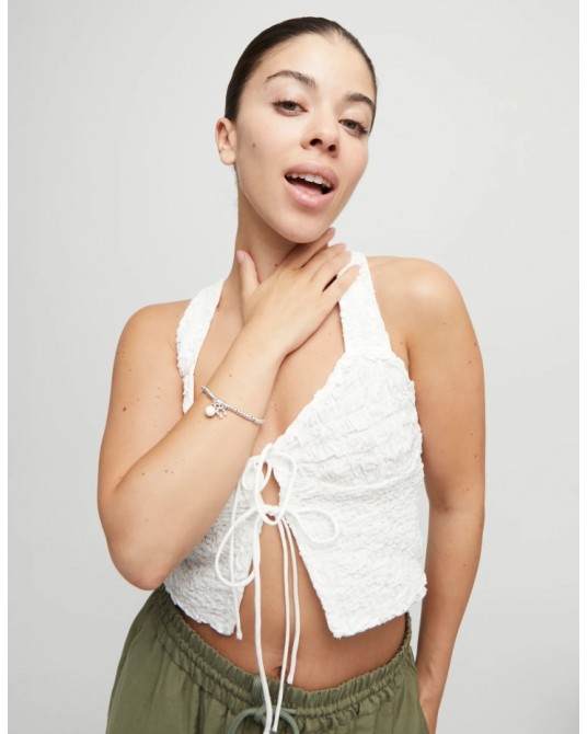 Pulsera elàstica cristal murano marfil UNOde50