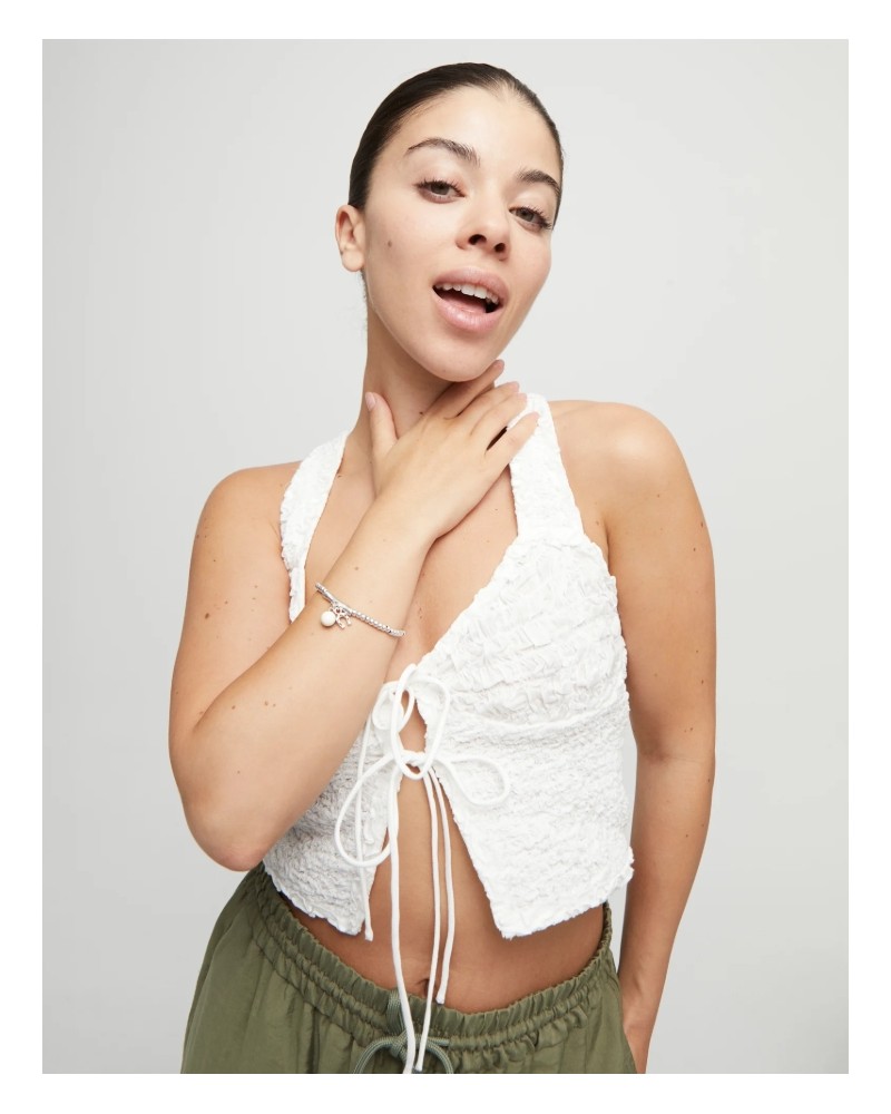 Pulsera elàstica cristal murano marfil UNOde50