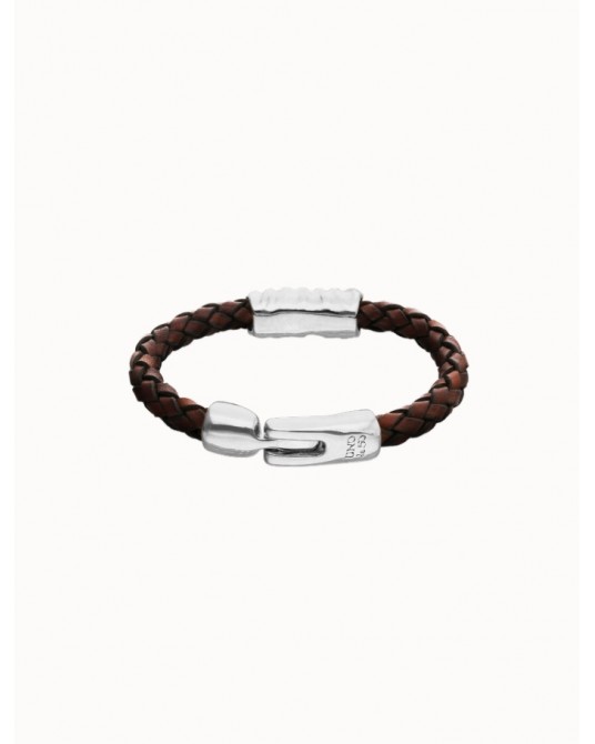 Pulsera cuero detalle plateado UNOde50